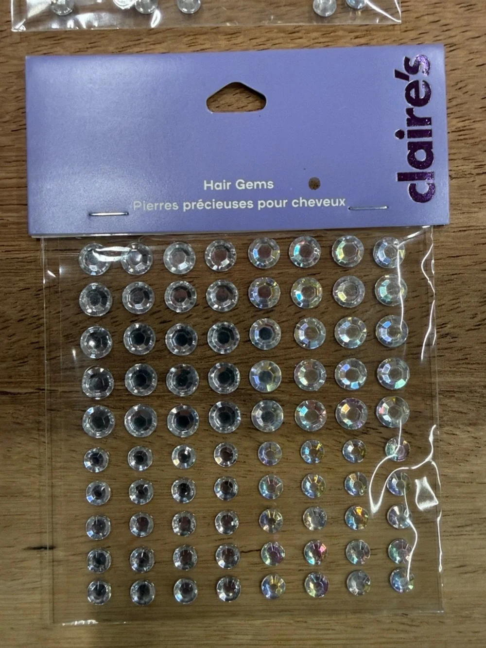 Claire's Clear Iridescent Adhesive Hair Gems‎